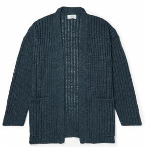 Mr. P M 100% ribbed linen open knit cardigan sweater